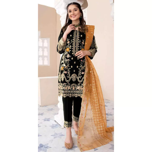 Heavy Embroidered Shirt with Embroidered Trouser & Dupatta