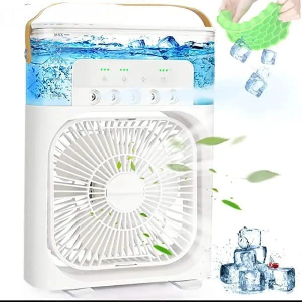 Portable Air Conditioner Fan: Usb Electric Fan With Led Night Light, Fine Mist Water, And Humidifier Function (BIG SIZE)