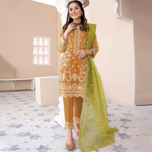 Heavy Embroidered Shirt with Embroidered Trouser & Dupatta