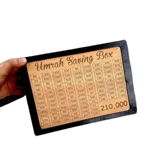 Umrah Savings Box 280 Days Wooden Money Saving Jar for Hajj Umrah Islamic Halal Savings Plan Daily Pilgrimage Tracker Gift