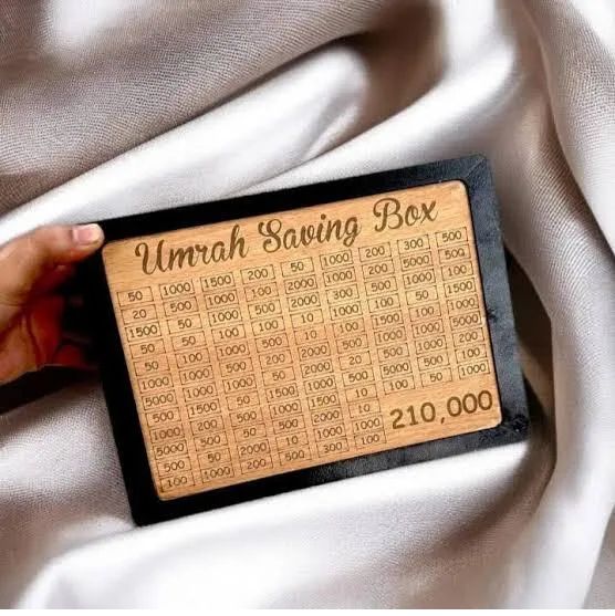 Umrah Savings Box 280 Days Wooden Money Saving Jar for Hajj Umrah Islamic Halal Savings Plan Daily Pilgrimage Tracker Gift