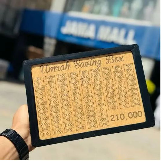 Umrah Savings Box 280 Days Wooden Money Saving Jar for Hajj Umrah Islamic Halal Savings Plan Daily Pilgrimage Tracker Gift